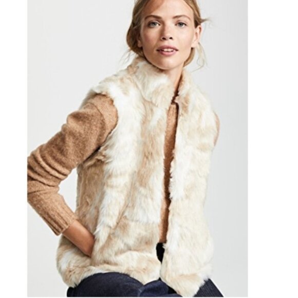 Kristen Blake Faux Fur Vest Silky Lining Gold Tan Cream Women's Size M - Picture 1 of 8